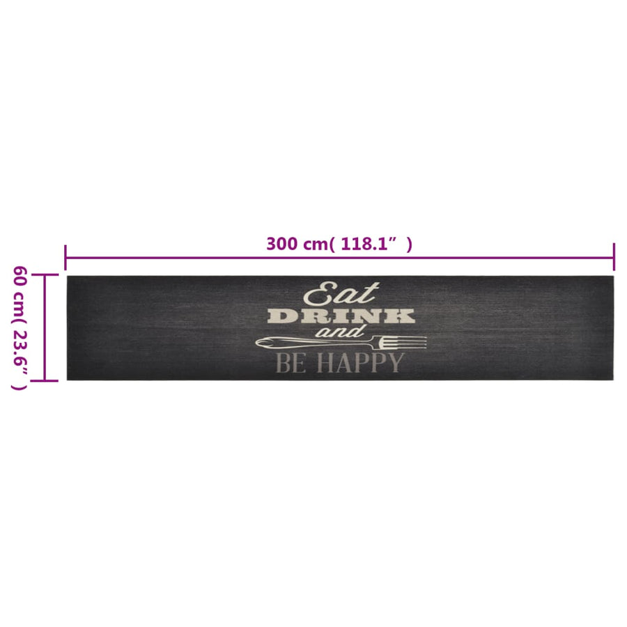 Keukenmat Wasbaar Keukenprint Fluweel 60 x 300 cm Zwart en wit