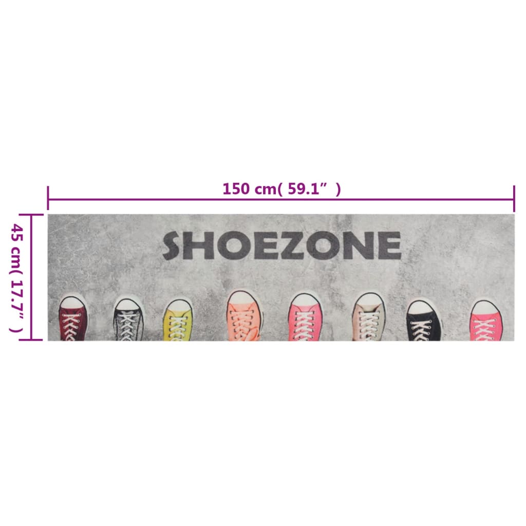 Keukenmat Wasbaar Shoezone-Print Fluweel 45 x 150 cm Grijs