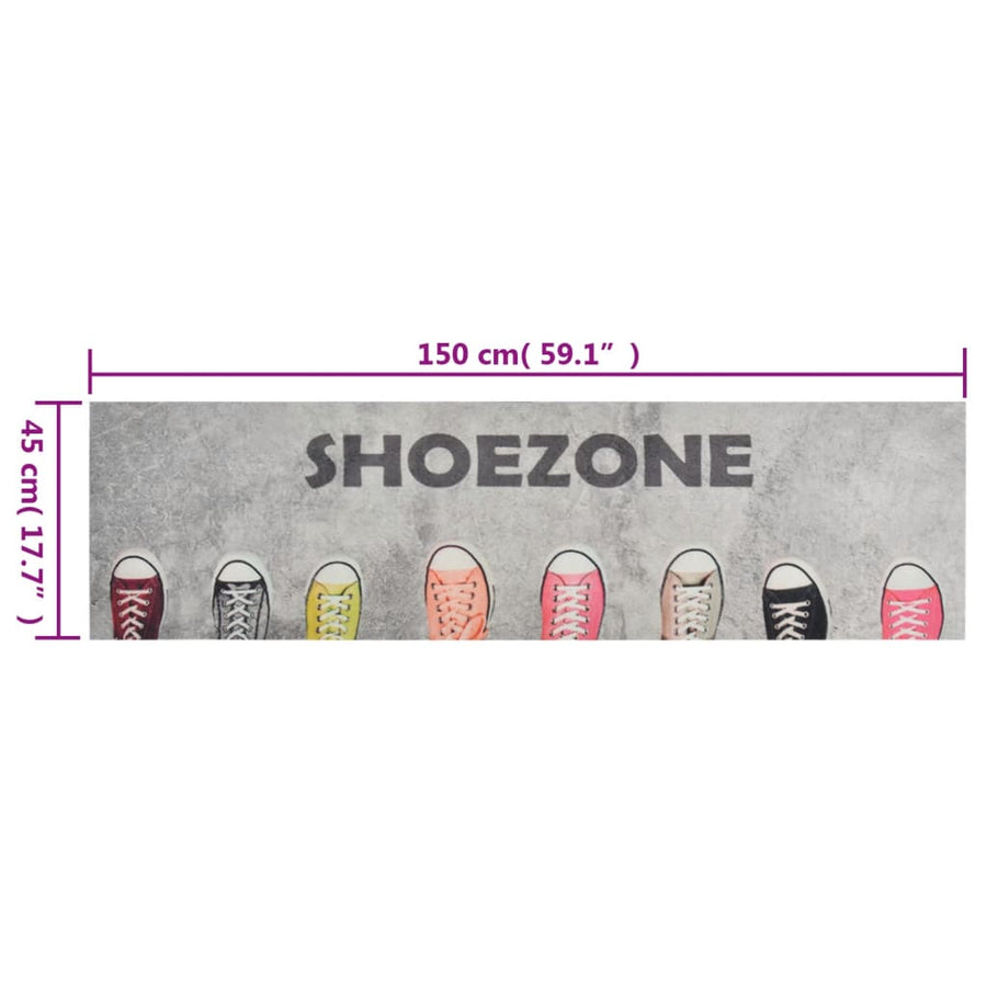 Keukenmat Wasbaar Shoezone-Print Fluweel 45 x 150 cm Grijs