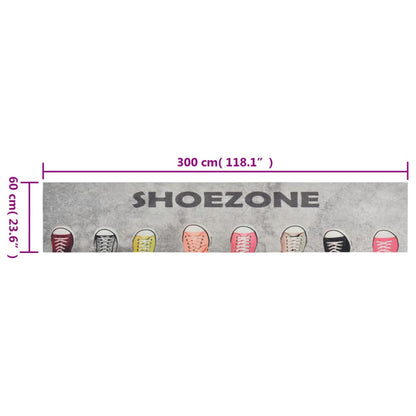 Keukenmat Wasbaar Shoezone-Print Fluweel 60 x 300 cm Grijs