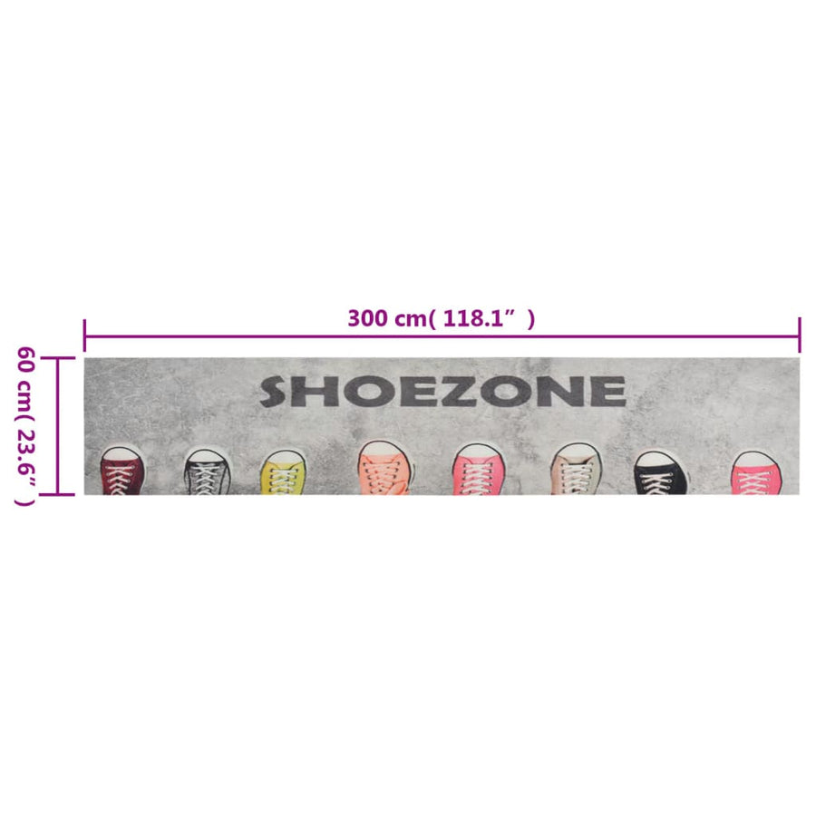 Keukenmat Wasbaar Shoezone-Print Fluweel 60 x 300 cm Grijs