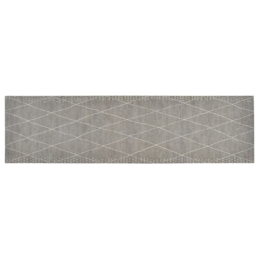 Keukenmat Wasbaar Geruit Fluweel 45 x 150 cm Lichtgrijs