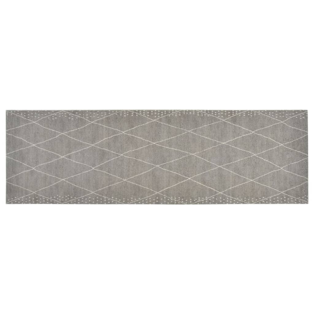 Keukenmat Wasbaar Geruit Fluweel 60 x 180 cm Lichtgrijs