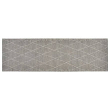 Keukenmat Wasbaar Geruit Fluweel 60 x 180 cm Lichtgrijs