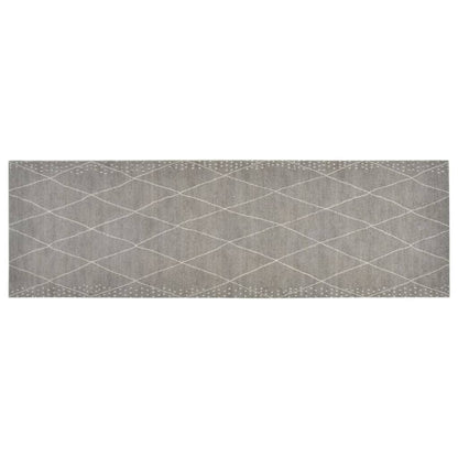 Keukenmat Wasbaar Geruit Fluweel 60 x 180 cm Lichtgrijs