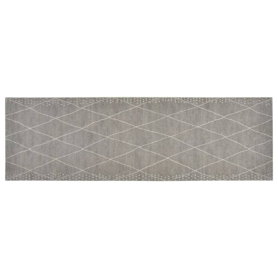 Keukenmat Wasbaar Geruit Fluweel 60 x 180 cm Lichtgrijs