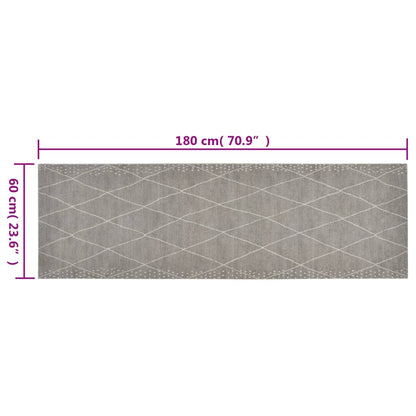 Keukenmat Wasbaar Geruit Fluweel 60 x 180 cm Lichtgrijs