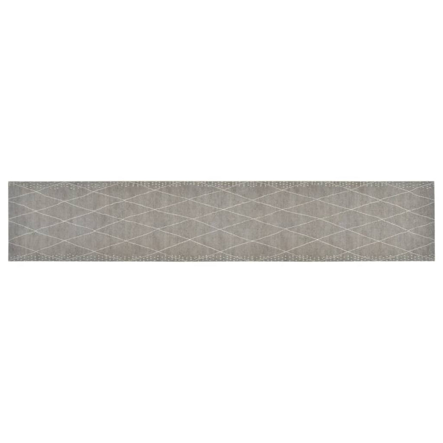 Keukenmat Wasbaar Geruit Fluweel 60 x 300 cm Lichtgrijs