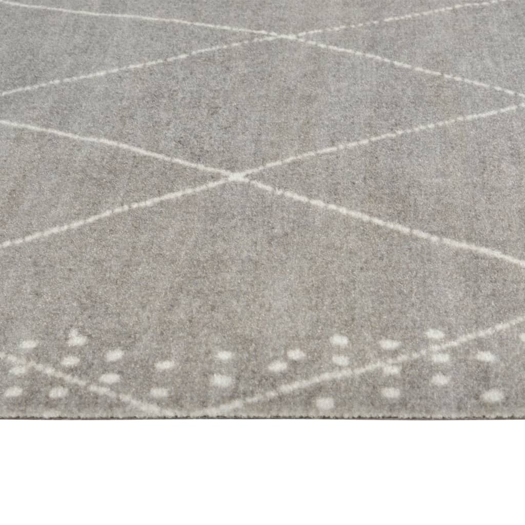 Keukenmat Wasbaar Geruit Fluweel 60 x 300 cm Lichtgrijs