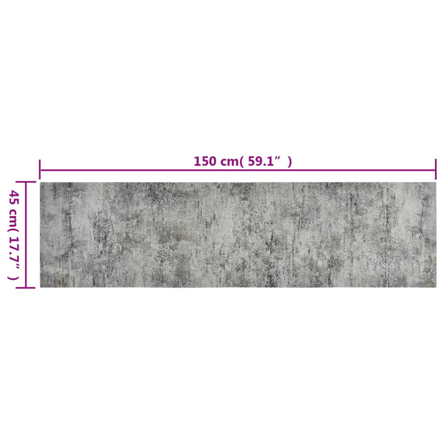 Keukenmat Wasbaar Betonprint Fluweel 45 x 150 cm grey ad black