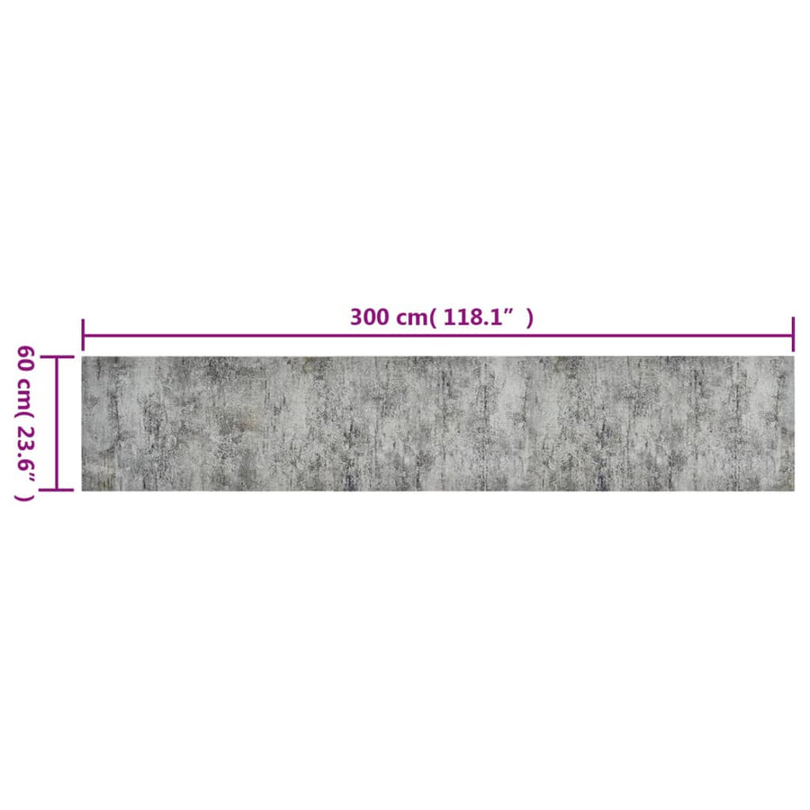 Keukenmat Wasbaar Betonprint Fluweel 60 x 300 cm grey ad black