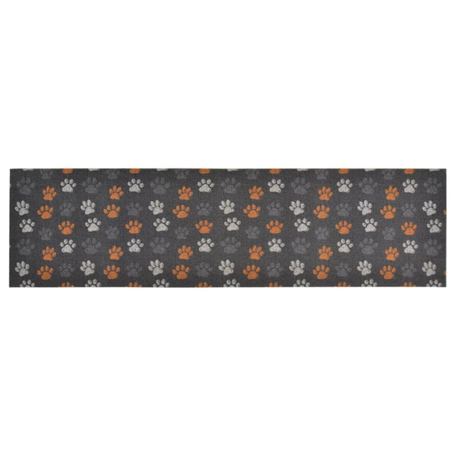 Keukenmat Wasbaar Potenprint Fluweel 45 x 150 cm Grijs met pootafdrukken