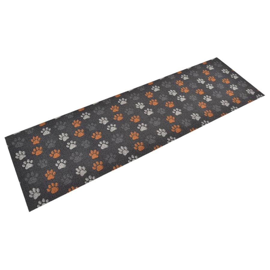 Keukenmat Wasbaar Potenprint Fluweel 60 x 180 cm Grijs met pootafdrukken