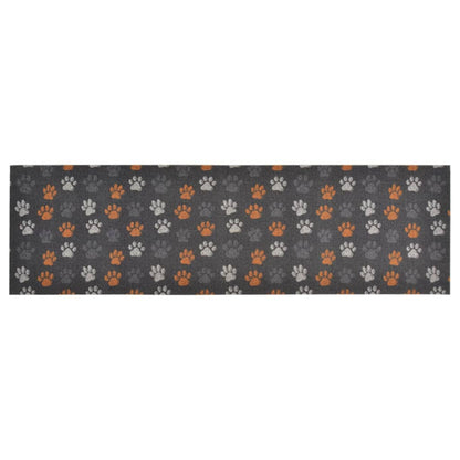Keukenmat Wasbaar Potenprint Fluweel 60 x 180 cm Grijs met pootafdrukken
