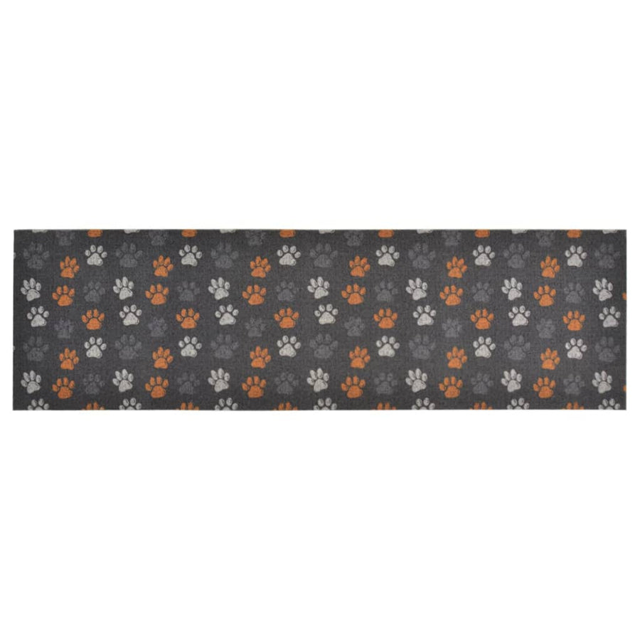 Keukenmat Wasbaar Potenprint Fluweel 60 x 180 cm Grijs met pootafdrukken