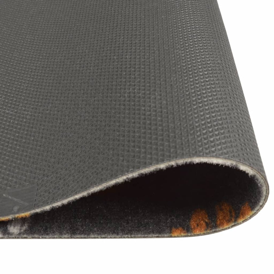 Keukenmat Wasbaar Potenprint Fluweel 60 x 180 cm Grijs met pootafdrukken