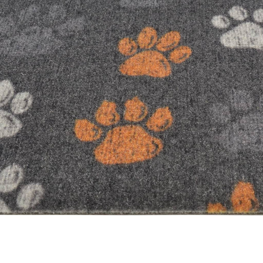 Keukenmat Wasbaar Potenprint Fluweel 60 x 180 cm Grijs met pootafdrukken