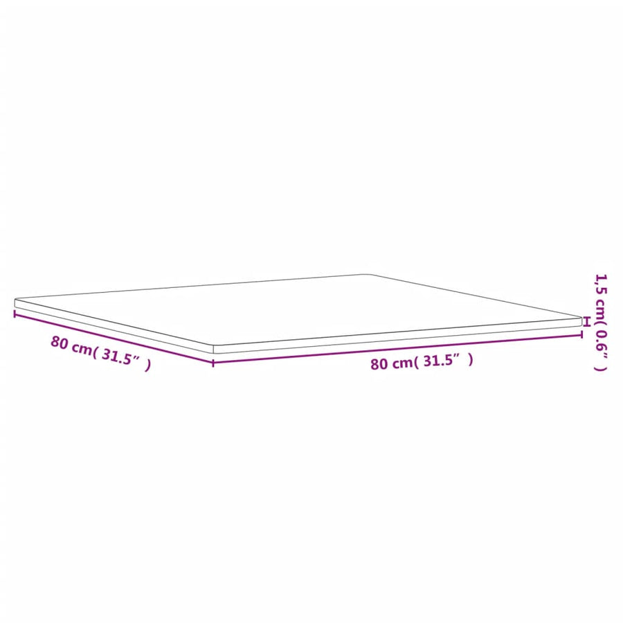 Tafelblad Vierkant 80X80X1,5 Cm Massief Beukenhout
