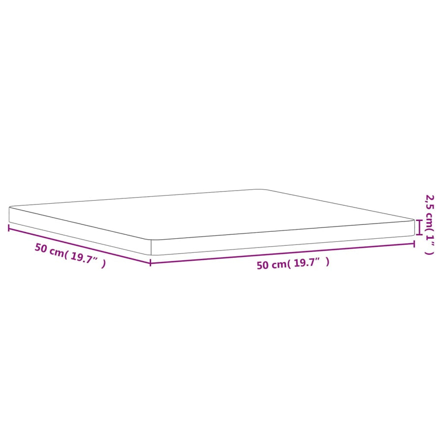 Tafelblad vierkant 50x50x2,5 cm massief beukenhout