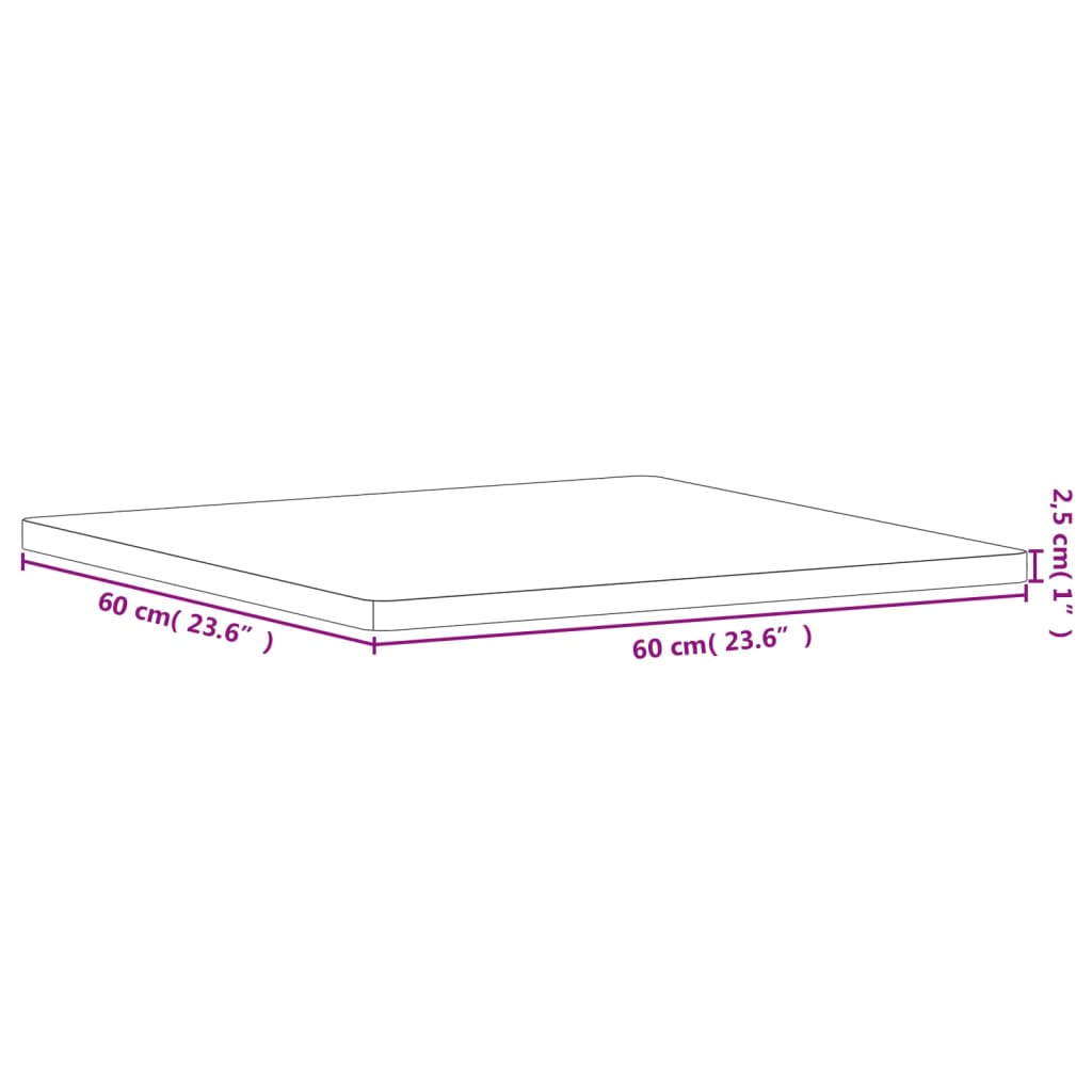 Tafelblad Vierkant 60X60X2,5 Cm Massief Beukenhout