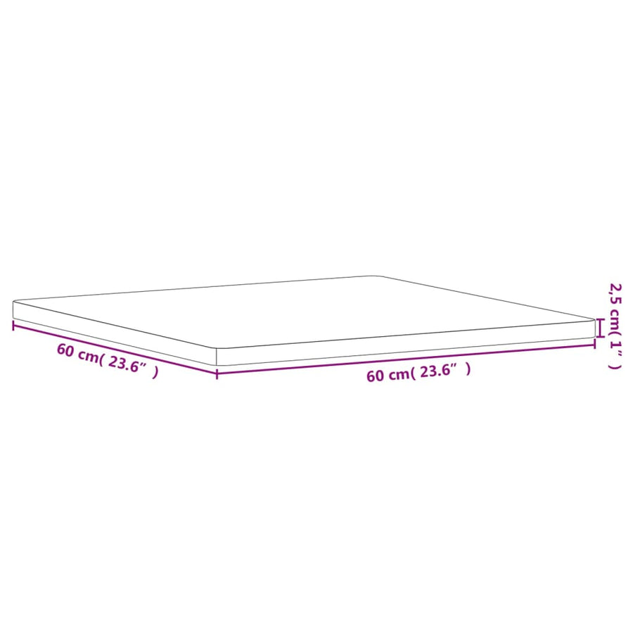 Tafelblad Vierkant 60X60X2,5 Cm Massief Beukenhout
