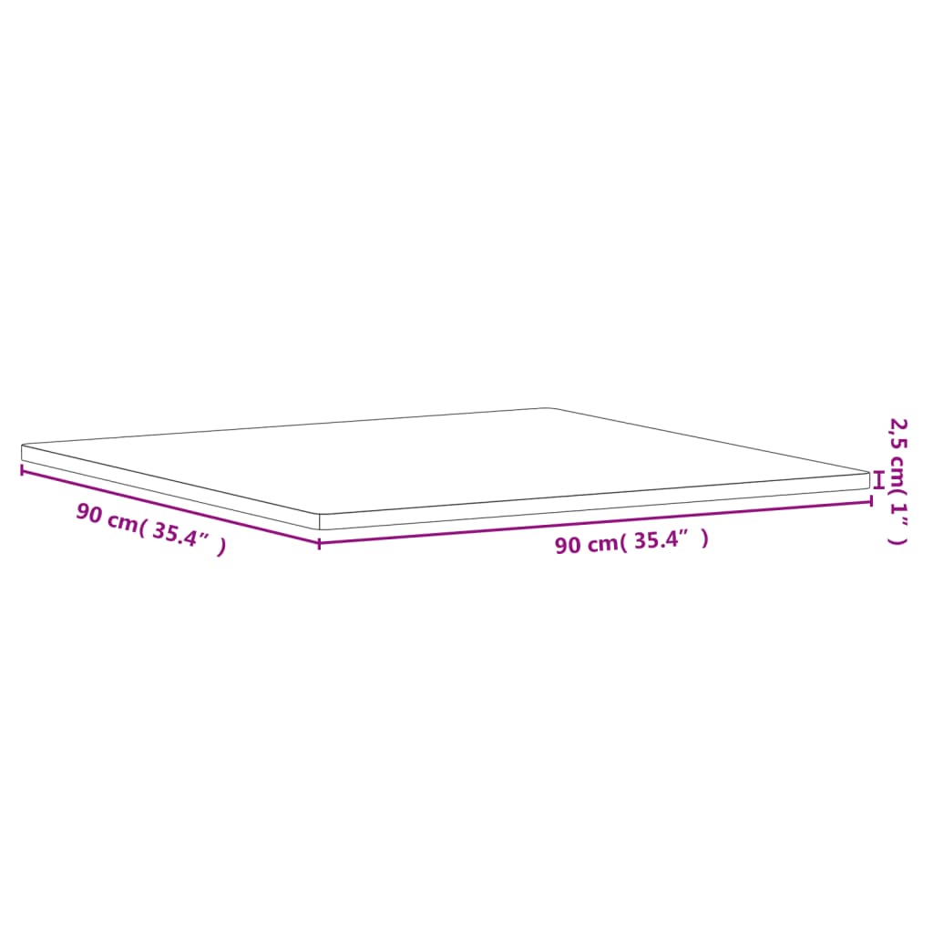 Tafelblad vierkant 90x90x2,5 cm massief beukenhout
