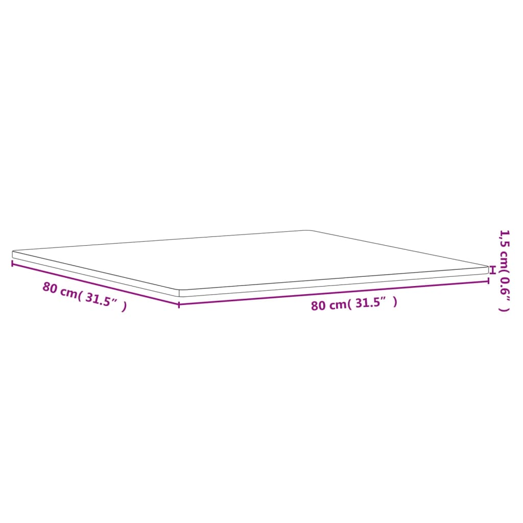 Tafelblad Vierkant 80X80X1,5 Cm Massief Beukenhout