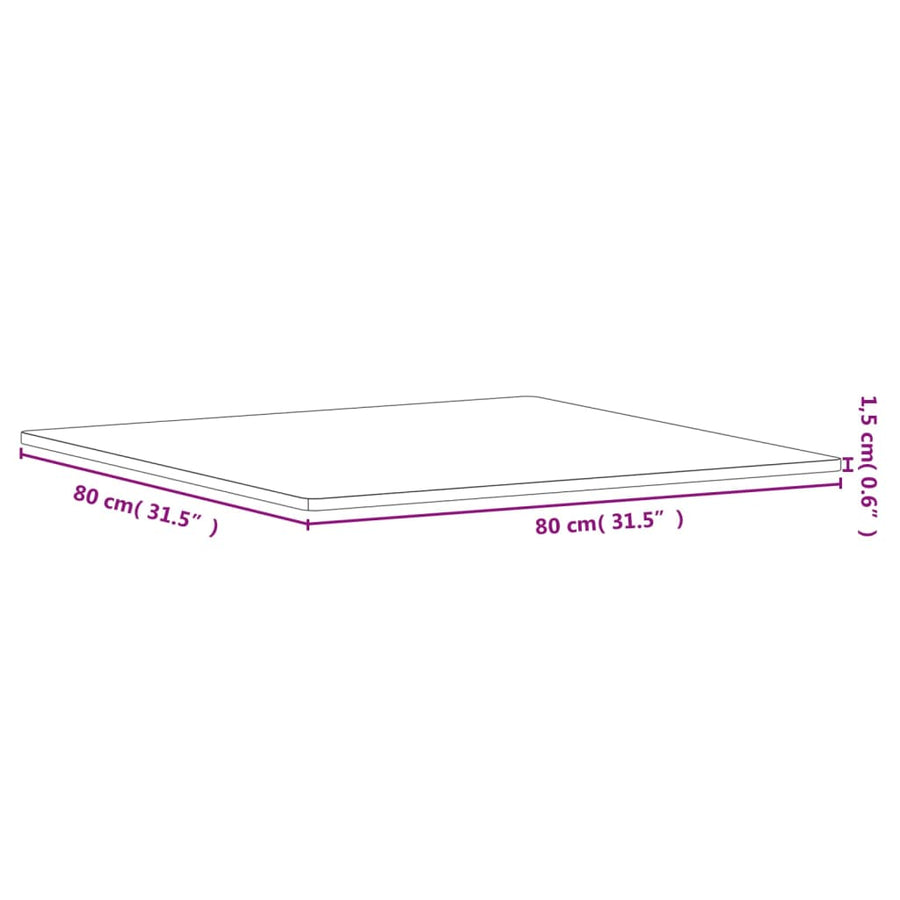 Tafelblad Vierkant 80X80X1,5 Cm Massief Beukenhout