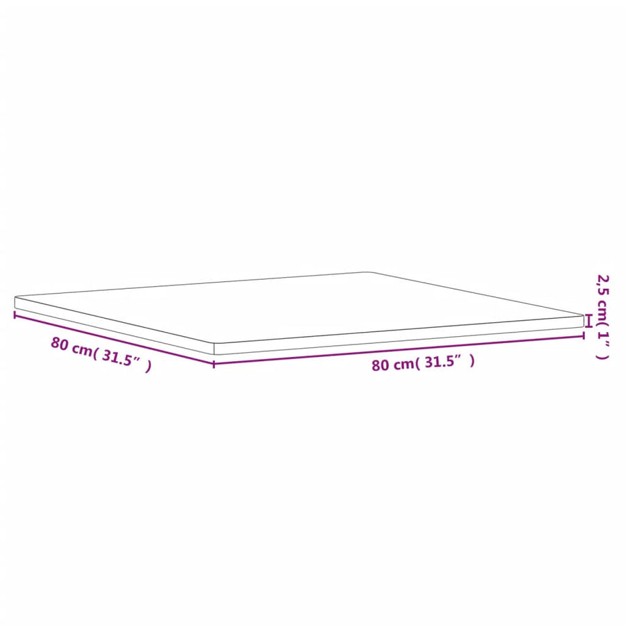 Tafelblad Vierkant 80X80X2,5 Cm Massief Beukenhout