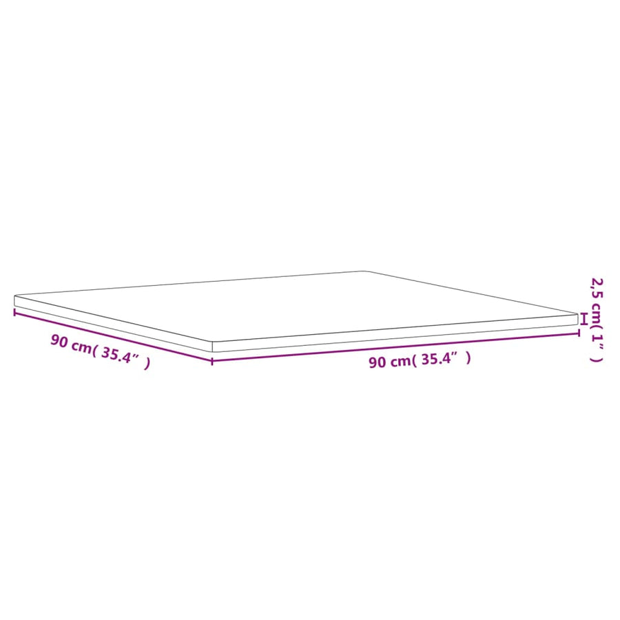 Tafelblad vierkant 90x90x2,5 cm massief beukenhout