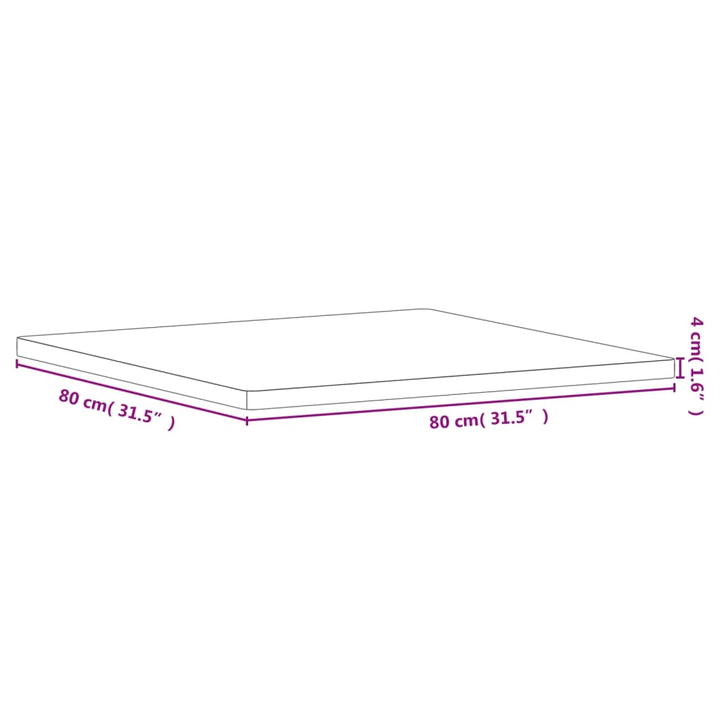 Tafelblad Vierkant Massief Beukenhout 80 x 80 x 4 cm