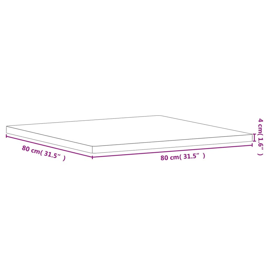 Tafelblad Vierkant Massief Beukenhout 80 x 80 x 4 cm