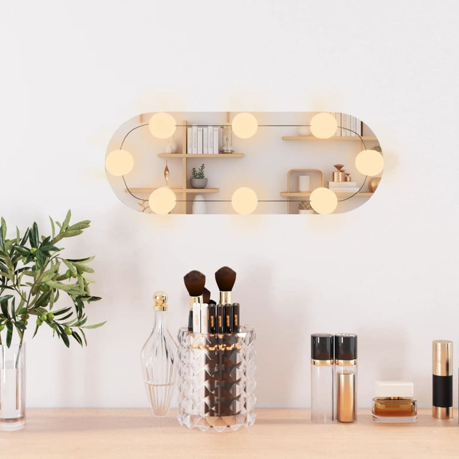 Wandspiegel met LED's ovaal 15x40 cm glas 15 x 40 cm met LED ovaal