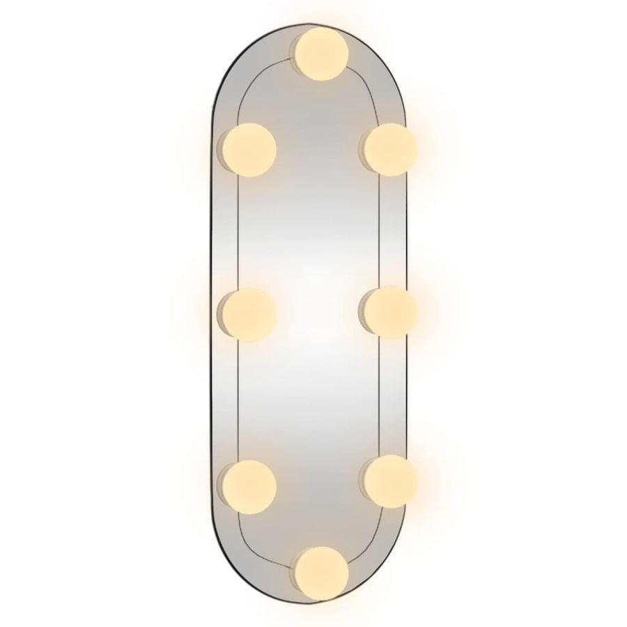 Wandspiegel met LED's ovaal 15x40 cm glas 15 x 40 cm met LED ovaal