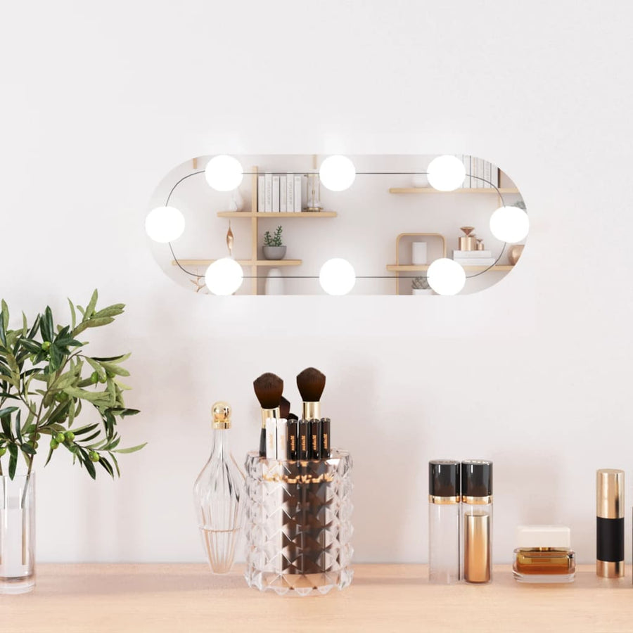 Wandspiegel met LED's ovaal 15x40 cm glas 15 x 40 cm met LED ovaal