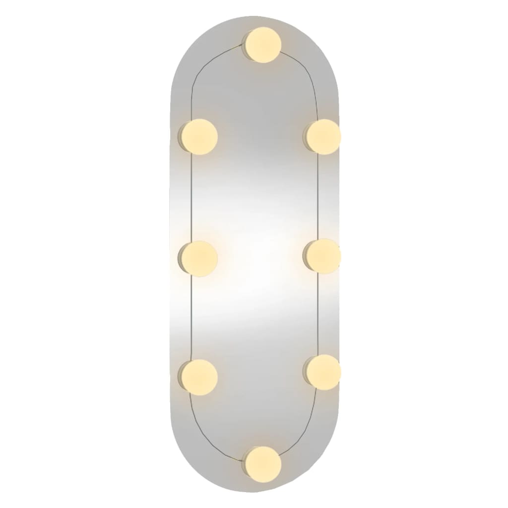 Wandspiegel met LED's ovaal 20x50 cm glas 20 x 50 cm met LED ovaal