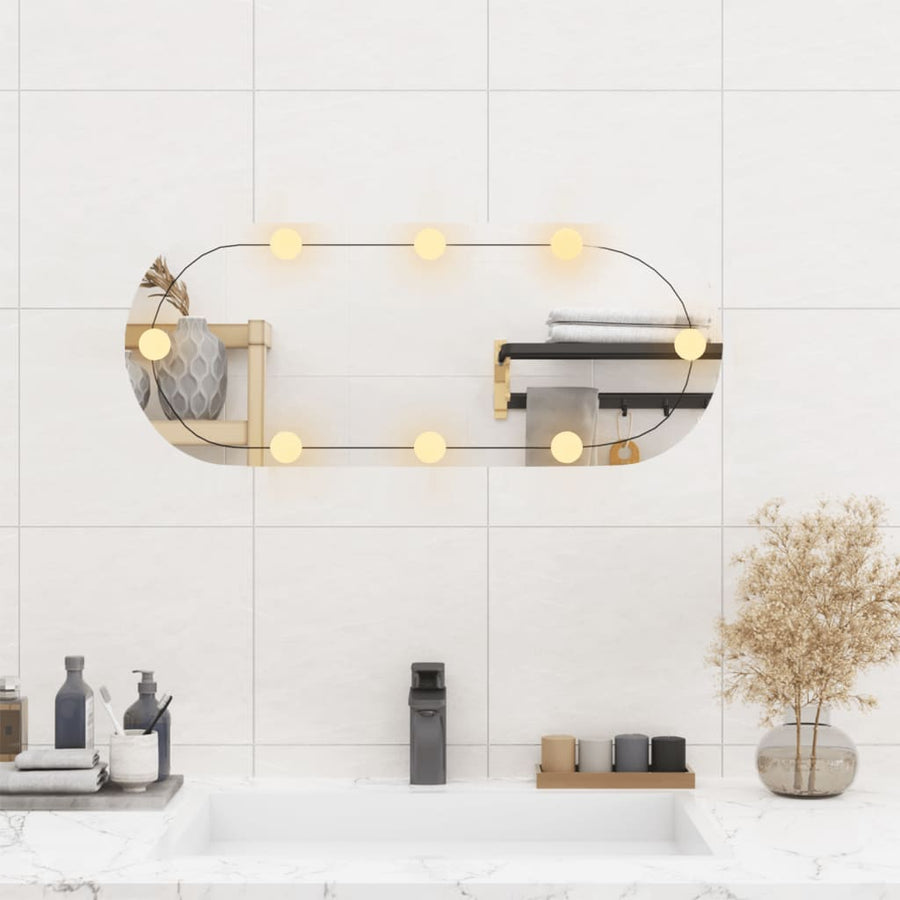 Wandspiegel met LED's ovaal 30x70 cm glas 1 30 x 70 cm ovaal