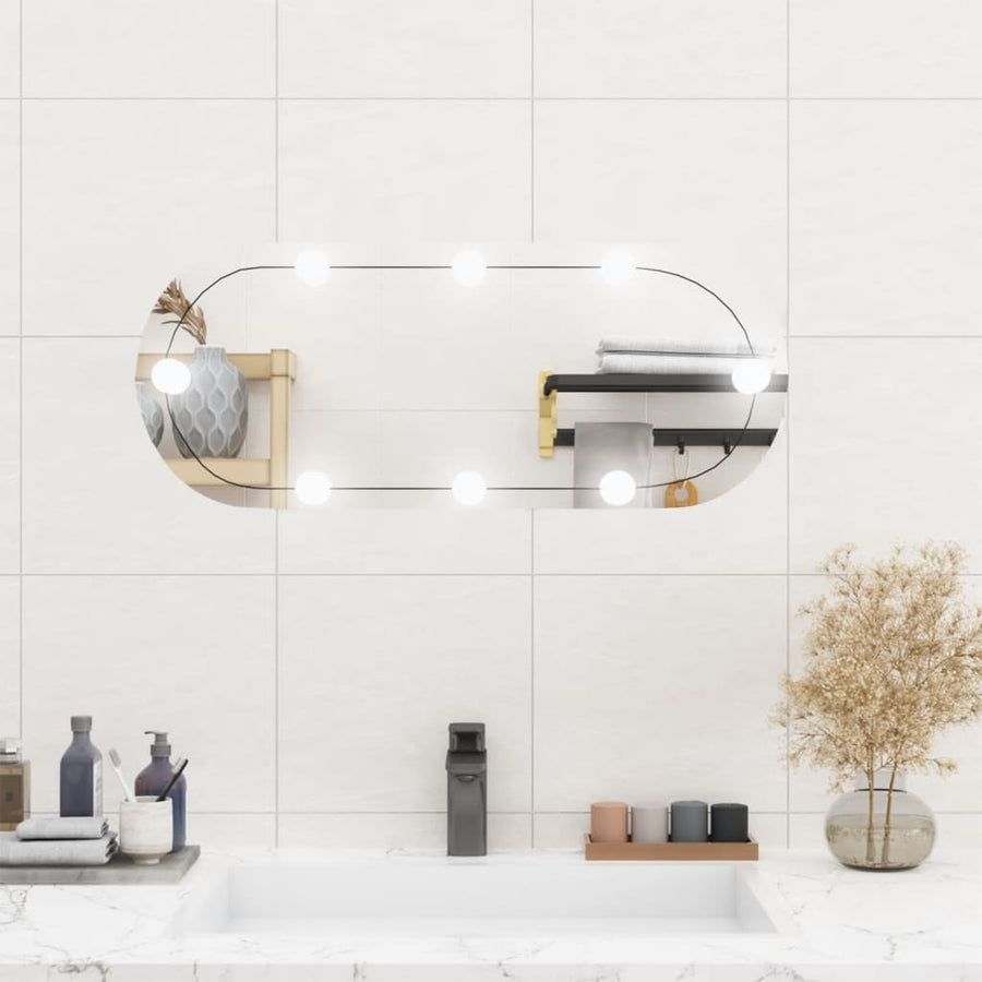 Wandspiegel met LED's ovaal 30x70 cm glas 1 30 x 70 cm ovaal