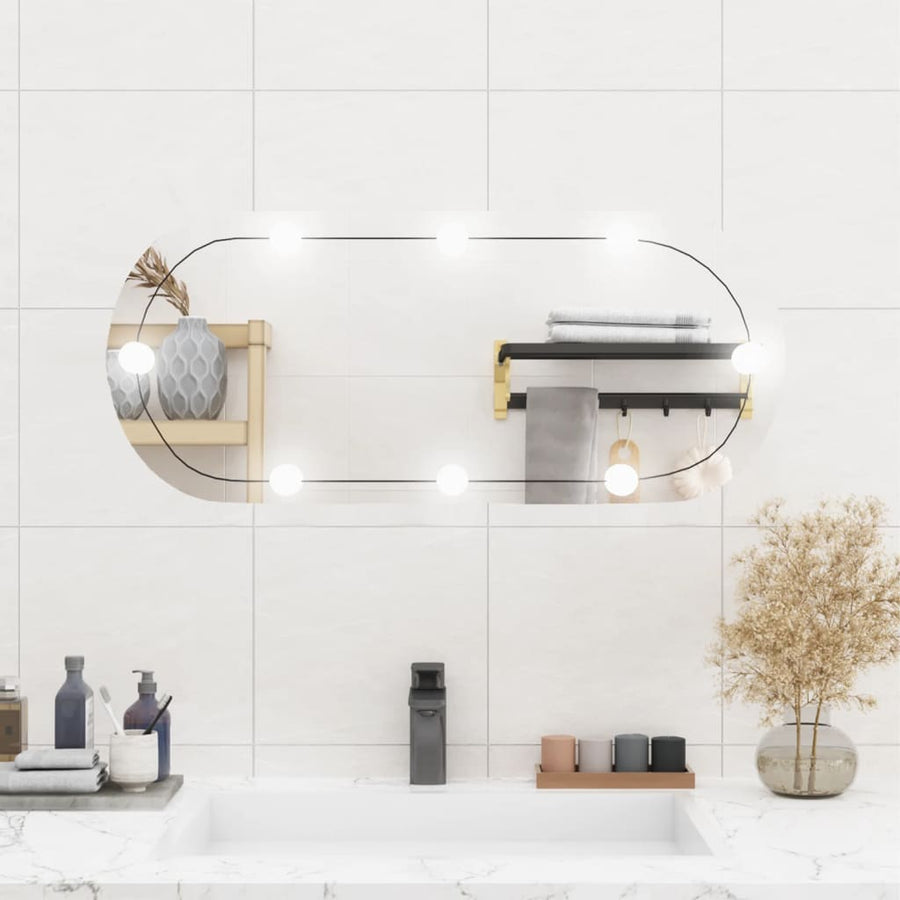 Wandspiegel met LED's ovaal 35x80 cm glas 1 35 x 80 cm ovaal