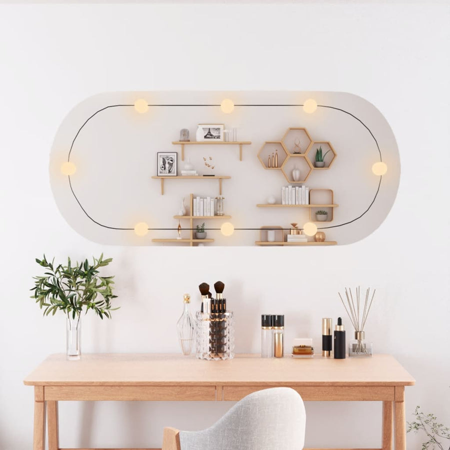 Wandspiegel met LED's ovaal 45x100 cm glas 45 x 100 cm met LED ovaal