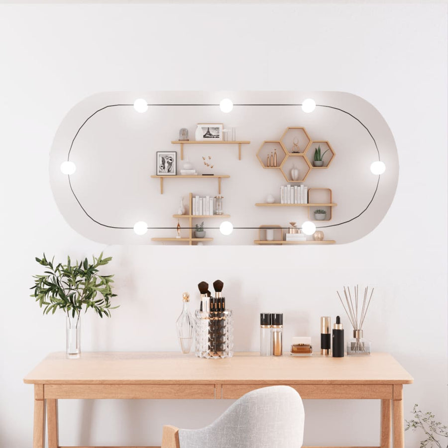 Wandspiegel met LED's ovaal 45x100 cm glas 45 x 100 cm met LED ovaal