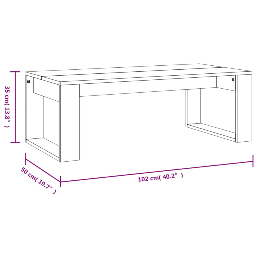 Salontafel 02X50X35 Cm Bewerkt Hout Kleurig Sonoma eiken