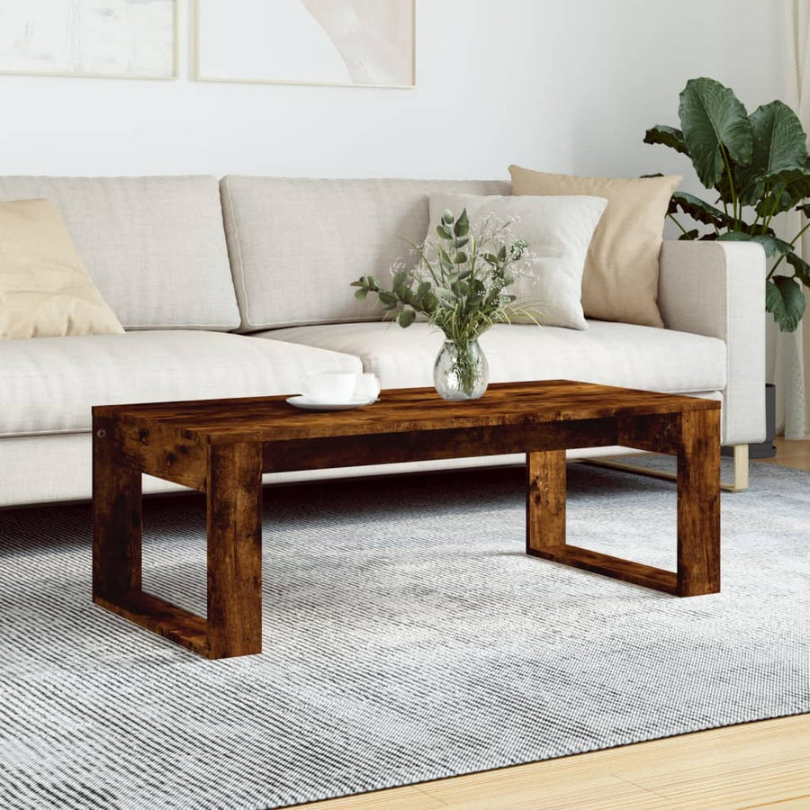 Salontafel 02X50X35 Cm Bewerkt Hout Kleurig Gerookt eiken