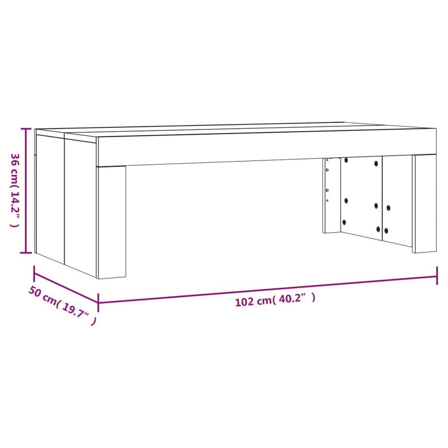 Salontafel 02X50X36 Cm Bewerkt Hout Betongrijs