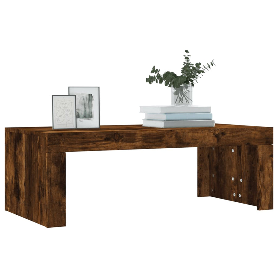 Salontafel 02X50X36 Cm Bewerkt Hout Kleurig Gerookt eiken