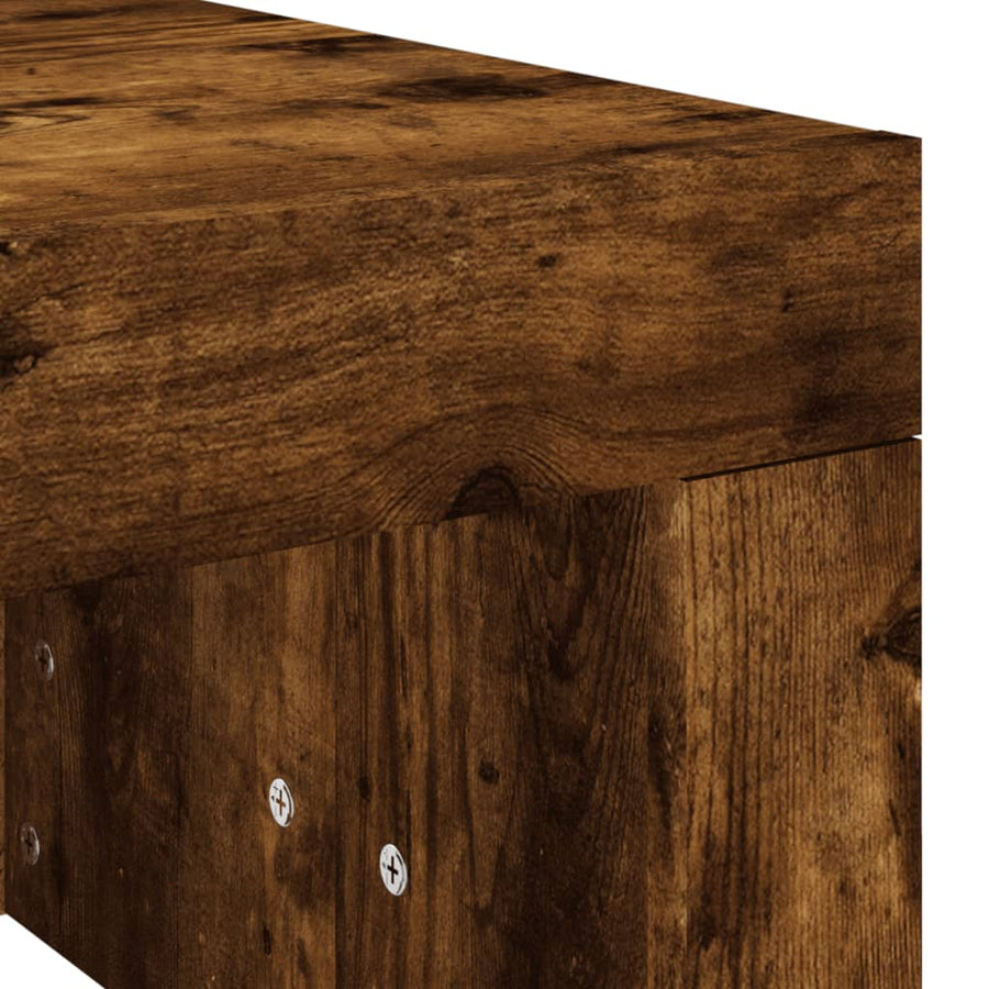 Salontafel 02X50X36 Cm Bewerkt Hout Kleurig Gerookt eiken