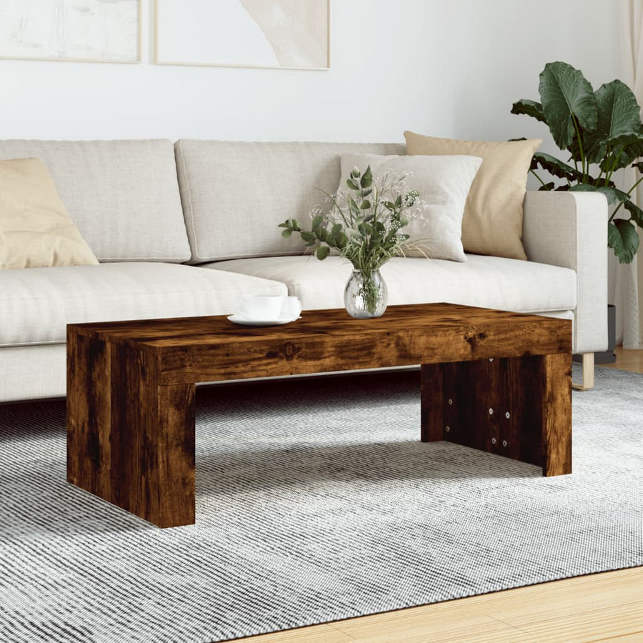 Salontafel 02X50X36 Cm Bewerkt Hout Kleurig Gerookt eiken