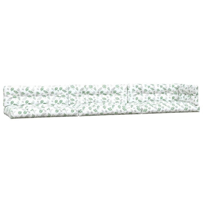Palletkussens Bladpatroon Stof Wit en groen