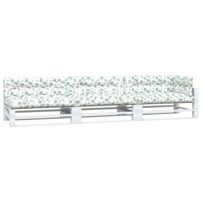 Palletkussens Bladpatroon Stof Wit en groen