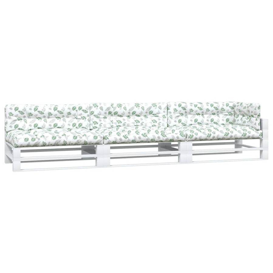 Palletkussens Bladpatroon Stof Wit en groen